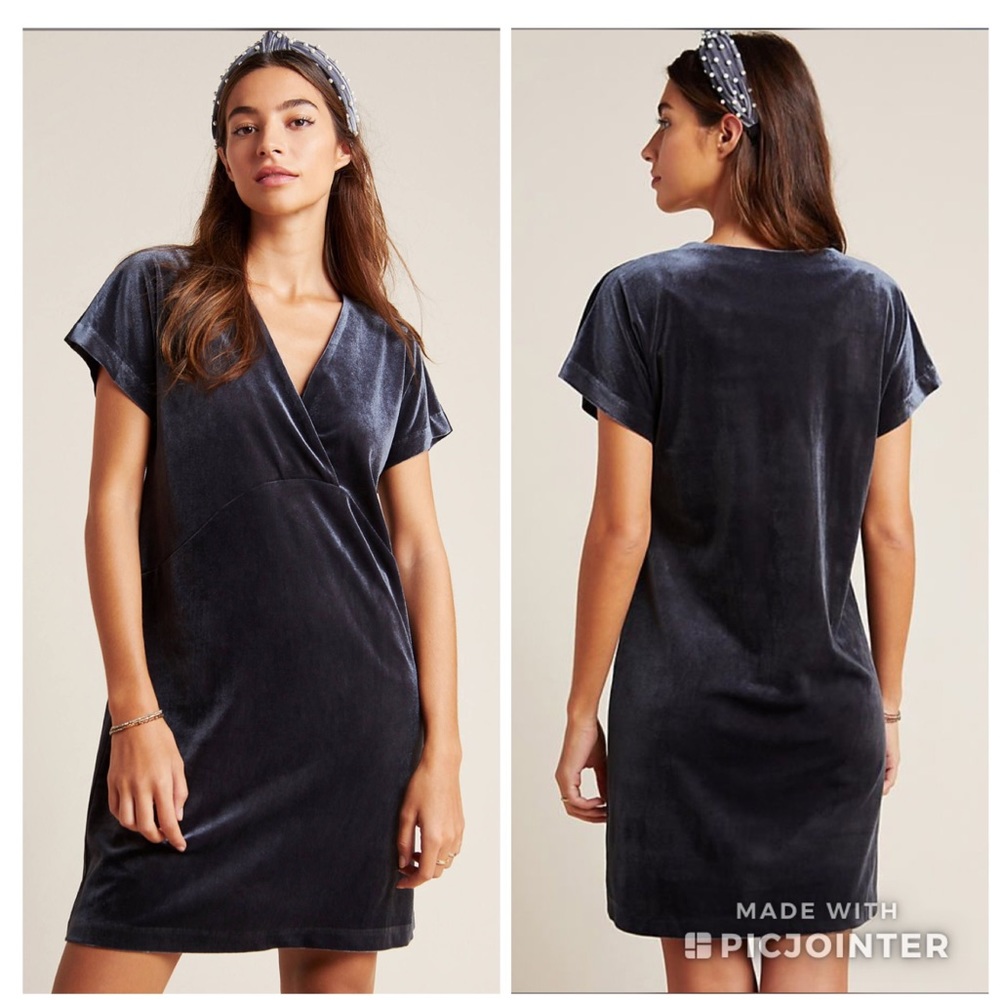 Anthro Sunday in Brooklyn Nancy Velvet Tunic Gray